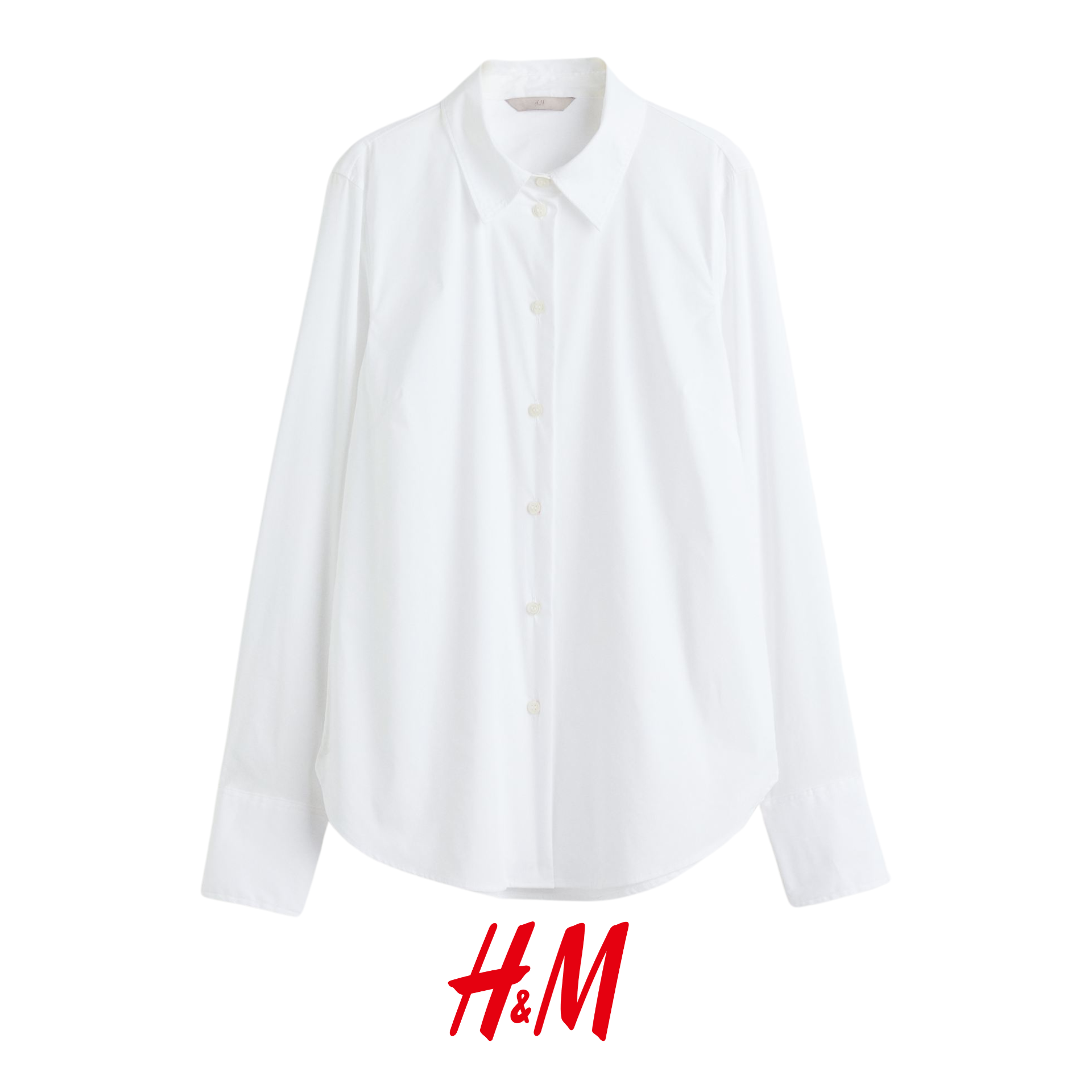 H&M Classic Women's White Button-Down Shirt Cotten Blend