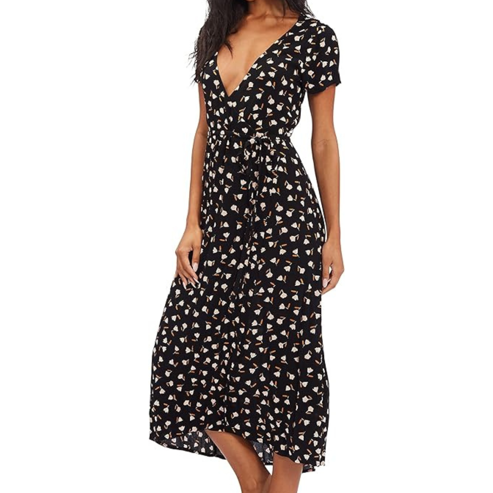 Billabong Women's Wrap Front Midi Length Dress | Amazon Storefront